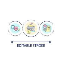 icône de concept de boucle d'assurance maladie parrainée par le gouvernement. illustration de la ligne mince de l'idée abstraite de la déclaration de revenus fédérale. assurance médicale. dessin de contour isolé. trait modifiable. vecteur