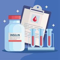 flacon d'insuline avec test de tubes vecteur