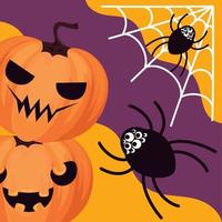 citrouilles et araignées d'halloween vecteur