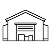 icône de bâtiment d'entrepôt, style de contour vecteur
