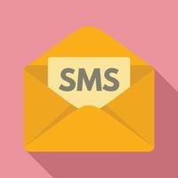 icône de boîte de réception sms, style plat vecteur