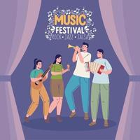 lettrage du festival de musique avec orchestre vecteur