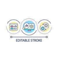 icône de concept de boucle d'analyse Web. paramètres dynamiques. optimisation avancée des moteurs de recherche illustration de la ligne mince de l'idée abstraite. dessin de contour isolé. trait modifiable. vecteur