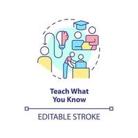 enseignez ce que vous savez icône de concept. Partager le savoir. technique d'apprentissage idée abstraite illustration de ligne mince. dessin de contour isolé. trait modifiable. vecteur