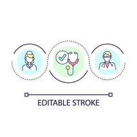 icône de concept de boucle de médecins et d'infirmières qualifiés. professionnels de la santé formés idée abstraite illustration de la ligne mince. travailleurs hautement qualifiés. dessin de contour isolé. trait modifiable. vecteur