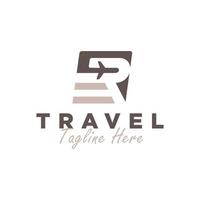 logo d'illustration vectorielle d'agence de voyage avec la lettre r vecteur