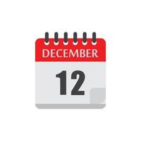 date du calendrier de décembre vecteur