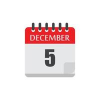 date du calendrier de décembre vecteur