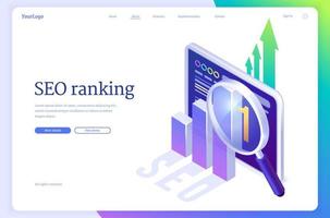classement seo atterrissage isométrique, marketing numérique vecteur