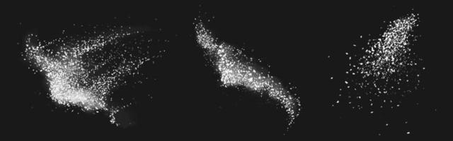 éparpillements de cristaux de sucre ou de sel avec de la poussière blanche vecteur