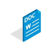 icône doc au format de fichier texte, style 3d isométrique vecteur