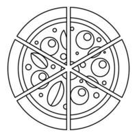 icône de pizza aux quatre fromages, style de contour vecteur