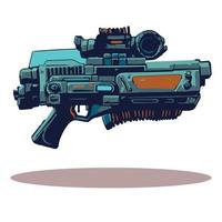 conception d'arme futuriste isolée pour le jeu vidéo. illustration vectorielle de blaster. vecteur