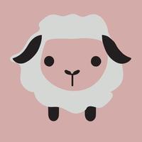 art vectoriel de mouton kawaii heureux mignon. animal de bébé de dessin animé isolé.