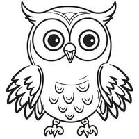 illustration vectorielle de hibou contour. livre de coloriage pour enfants. dessin d'oiseau noir et blanc de dessin animé. vecteur