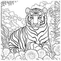 contour de tigre pour livre de coloriage. dessin d'illustration vectorielle noir et blanc. vecteur