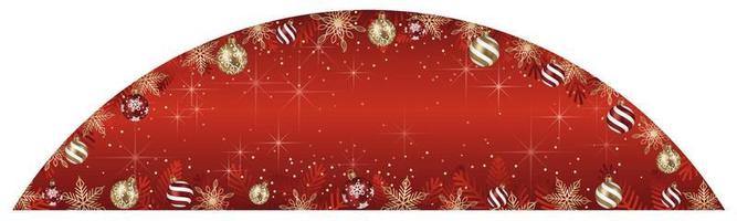 illustration abstraite de cadre d'arche de vecteur avec des boules de Noël et un fond rouge lumineux d'isolement sur un fond blanc.