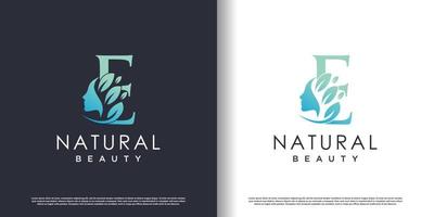 modèle de logo beauté nature avec lettre e concept vecteur premium