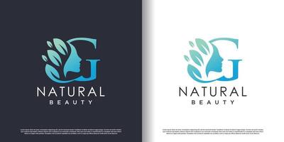 modèle de logo beauté nature avec lettre g concept vecteur premium