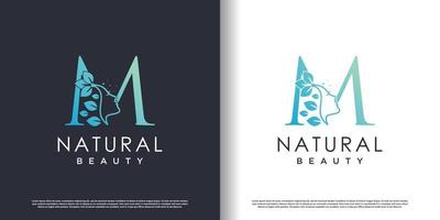 modèle de logo beauté nature avec lettre m concept vecteur premium