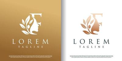 icône du logo beauté femme avec lettre f concept design vecteur premium