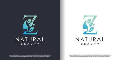 modèle de logo beauté nature avec lettre z concept vecteur premium