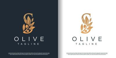 icône du logo olive avec vecteur premium lettre s concept