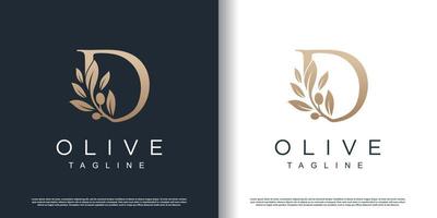 icône du logo olive avec lettre d concept vecteur premium