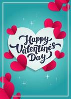 carte de voeux happy valentine s day - carte de vecteur de jour d'amour ou affiche avec des coeurs dans un style papier découpé. illustration vectorielle.