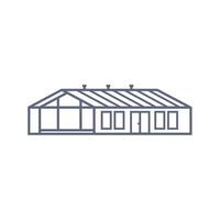 icône de ligne de maison de grange - maison de village ou serre en style linéaire sur fond blanc. illustration vectorielle. vecteur