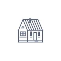 icône de ligne de cottage - maison de village ou cabane en bois de style linéaire sur fond blanc. illustration vectorielle. vecteur