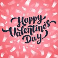 carte de voeux saint valentin - carte vectorielle de jour d'amour rose avec citation de saint valentin heureuse et confettis sur fond rose. illustration vectorielle. vecteur