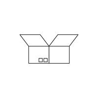 icône de boîte en carton ouverte, style de contour vecteur