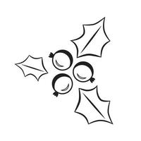 symbole de plante de baies de houx de noël dans le style doodle vecteur