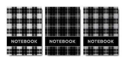 ensemble de modèle de cahier de couverture avec motif tartan vecteur