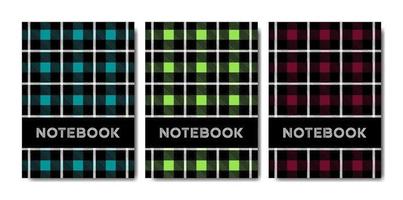 ensemble de modèle de cahier de couverture avec motif tartan vecteur