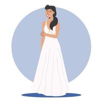 adorable modèle fille en robe de mariée posant. illustration vectorielle dans un style plat vecteur