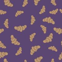 motif sans couture avec croissants sur fond violet. illustration pour les bannières de boulangerie et superposée pour les cahiers. vecteur