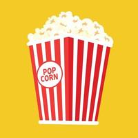 boîte rouge avec pop corn du cinéma. illustration vectorielle. vecteur