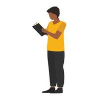 homme africain debout et lisant un livre. illustration vectorielle. vecteur