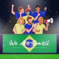 un groupe de supporters de football brésiliens applaudit et soutient la victoire de leur équipe au qatar 2022 vecteur
