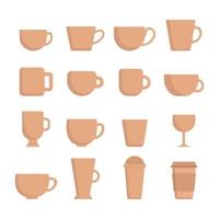 ensemble simple d'icônes vectorielles liées au café et au thé. ensemble d'icône de tasses à café. vecteur