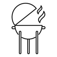 icône d'équipement de barbecue, style de contour vecteur