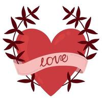 illustration d'un coeur avec des brindilles. carte postale pour la saint valentin. coeur de vecteur pour la saint valentin.