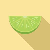icône de tranche de citron vert, style plat vecteur