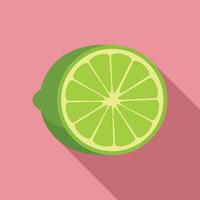 icône de citron vert frais coupé, style plat vecteur