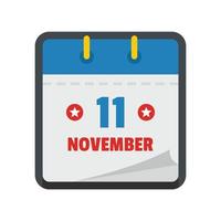 icône du calendrier du 11 novembre, style plat vecteur