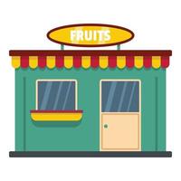 icône de magasin de fruits, style plat vecteur