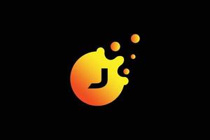 logo de la lettre j. vecteur de conception de lettre j avec illustration vectorielle de points. logo de marque de lettre avec dégradé orange et jaune.