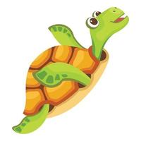 icône de tortue heureuse, style cartoon vecteur